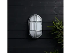 Ledkia Aplique Para Pared-Plafón Oval para Exterior 260x146 mm Fjord Acero Galvanizado Plateado