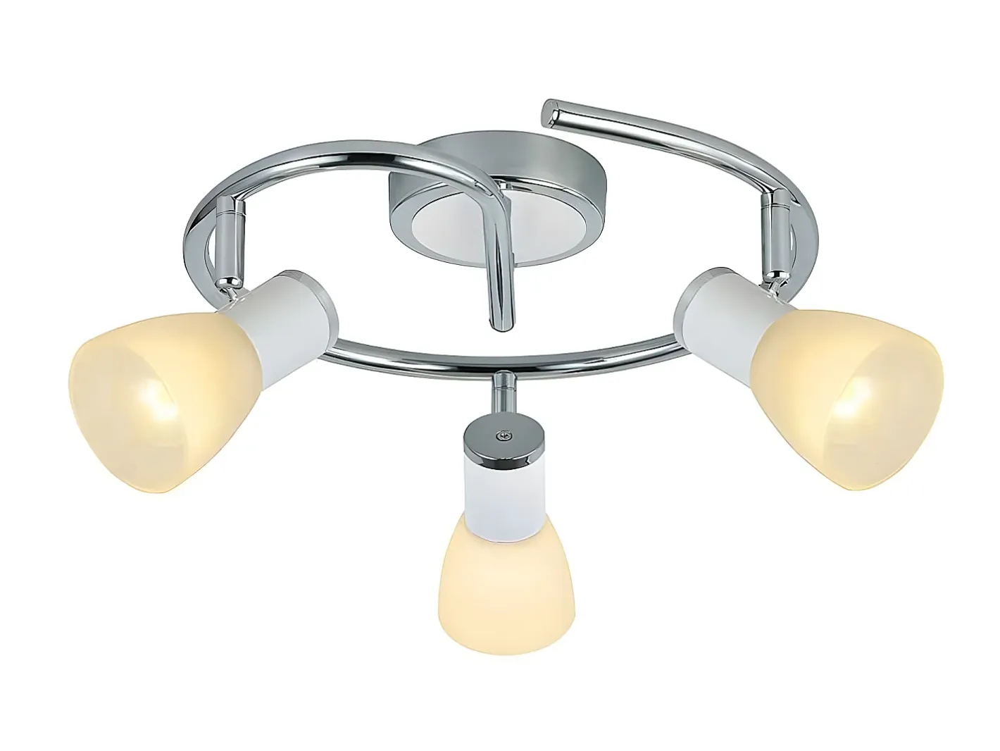 AKUNADECOR Plafón-Plafon Circular De 3 Focos Orientables Modelo Cholo Blanco/cromo Plateado