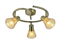 AKUNADECOR Plafon Circular De 3 Focos Modelo Cooper Cuero-cristal Dorado Clearance