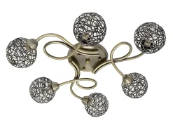 AKUNADECOR Plafon De 6 Luces Modelo Lyon Cuero Dorado Online