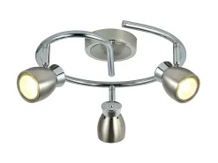 AKUNADECOR Plafón-Plafon Niquel Cromo De 3 Focos Orientables Para Baño Modelo Chacho Plateado
