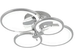 AKUNADECOR Plafon Sydney 76w 3000-4000-6500k Cromo 13,5x55x41 Cm 10260lm Regulable,memoria Y C.remoto Plateado New