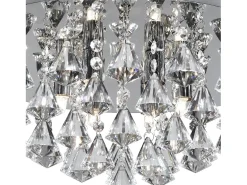 New Plafoniera Classica Hanna Acciaio Cromo Vetro Pendente 8 Luci G9 D55Cm Gris