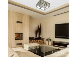 Clearance Plafoniera Contemporanea Pisa Acciaio Ottone Vetro 2 Luci E14 Camel