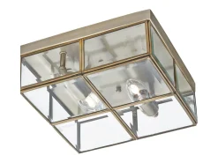 Clearance Plafoniera Contemporanea Pisa Acciaio Ottone Vetro 2 Luci E14 Camel