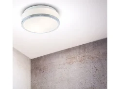 Clearance Plafoniera Contemporanea Formaggio Acciaio Cromo Vetro Bianco 1 Luce E27 23Cm Gris