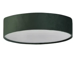 Plafoniera Contemporanea Tamburo Acciaio , Bianco E Gelo Tessuto 2 Luci E27 Verde Sale