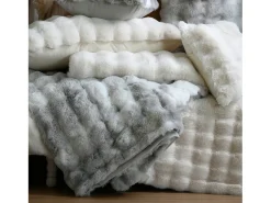 Clearance Plaid de piel sintética suave 180 x 220 cm Gris claro
