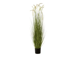 J-Line Planta Artificial-Planta artificial de césped en maceta de plástico de 120 cm Verde