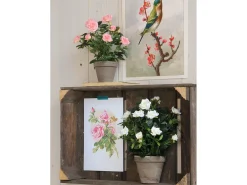 Mobilibrico Planta Artificial-Planta artificial de Poliéster y terracota - Ø25 x 33 - - ROSEBUSH Blanco