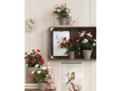 Mobilibrico Planta Artificial-Planta artificial de Poliéster y terracota - Ø25 x 33 - - ROSEBUSH Blanco