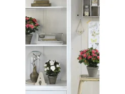 Mobilibrico Planta artificial de Poliéster y terracota - 27 x Ø20 - - AZALEA Blanco
