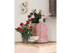 New Mobilibrico Planta artificial de Poliéster y terracota - Ø25 x 33 - - ROSEBUSH Rojo