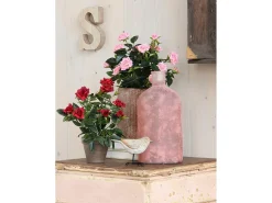 New Mobilibrico Planta artificial de Poliéster y terracota - Ø25 x 33 - - ROSEBUSH Rojo
