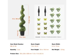 Planta Artificial, SucceBuy 150 cm Boj Artificial Topiario, Resistente a los Rayos UV, Decoraci贸n para el Hogar, 2 Unidades Verde New