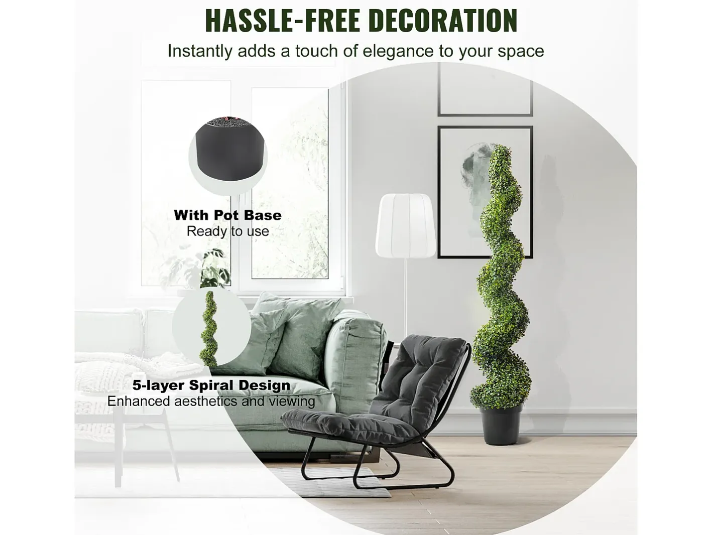 Planta Artificial, SucceBuy 150 cm Boj Artificial Topiario, Resistente a los Rayos UV, Decoraci贸n para el Hogar, 2 Unidades Verde New