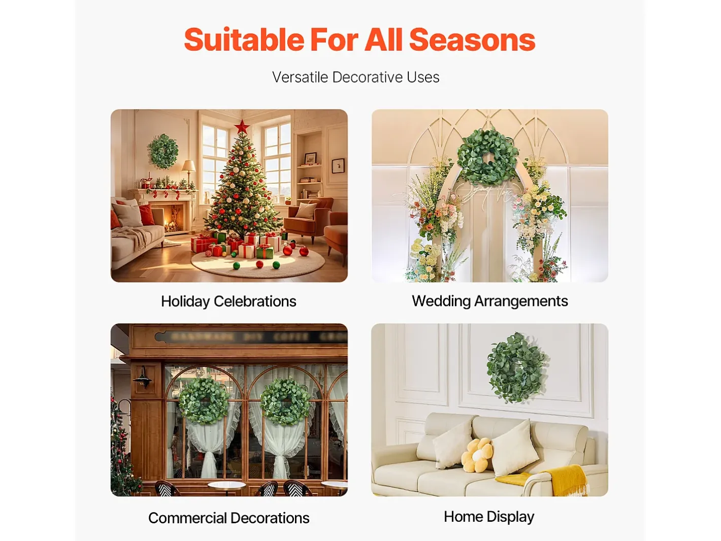 Discount Planta Artificial, SucceBuy Corona Artificial de 66,04 cm, Hojas de Eucalipto , para todo el Año Verde