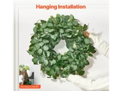 Discount Planta Artificial, SucceBuy Corona Artificial de 66,04 cm, Hojas de Eucalipto , para todo el Año Verde