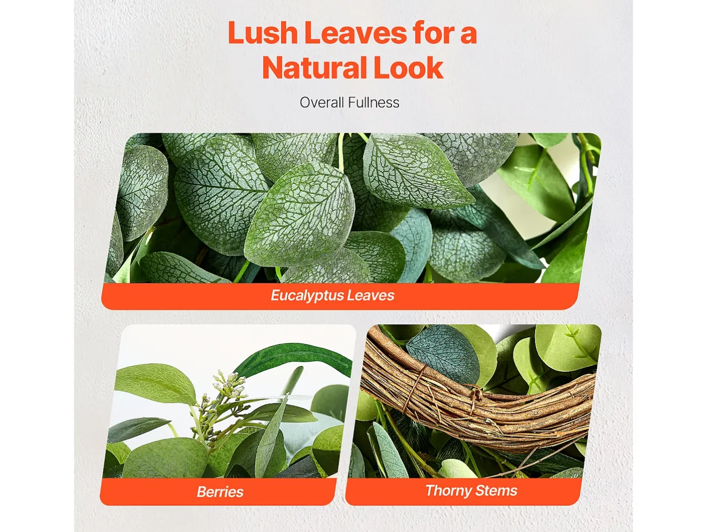 Discount Planta Artificial, SucceBuy Corona Artificial de 66,04 cm, Hojas de Eucalipto , para todo el Año Verde