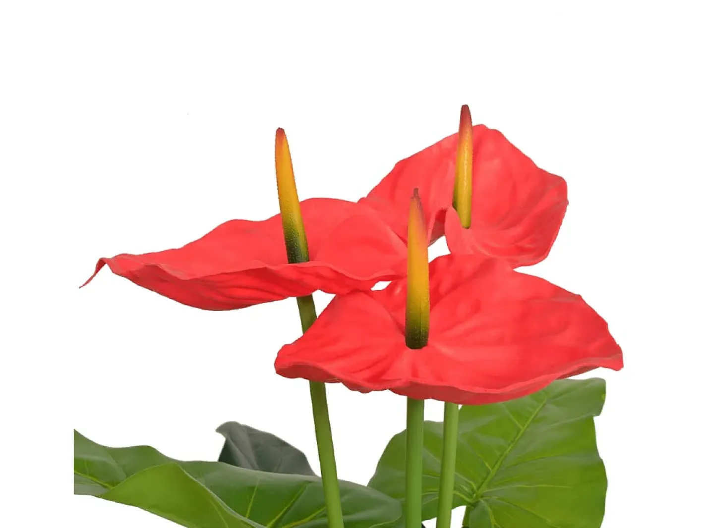 Planta Artificial-Planta de anturio artificial con maceta 90 cm roja y amarilla ES494303 Rojo