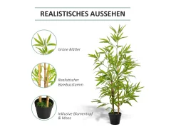 Sale Planta de bambú artificial de 120 cm con maceta decorativa (15,5 x 15,5 x 120 cm) Verde