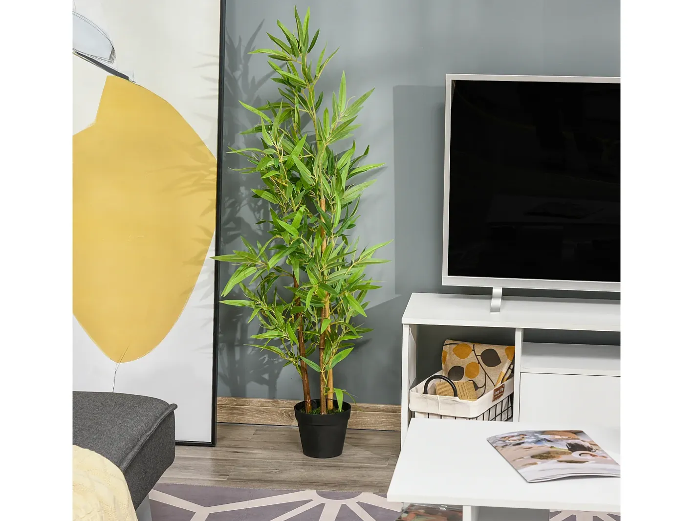 Sale Planta de bambú artificial de 120 cm con maceta decorativa (15,5 x 15,5 x 120 cm) Verde