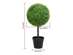 Planta Artificial-Planta de boj artificial con maceta en forma de bola 71 cm Verde