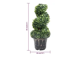Planta Artificial-Planta de boj artificial en espiral con maceta de 59 cm Verde