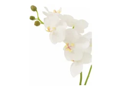 J-Line Planta Artificial-Planta de orquídea en textil de 30x15x52 cm Blanco