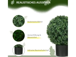 Planta Artificial-Plantas artificiales de boj en maceta, 2 piezas, resistentes a los rayos UV, color (40x40x52 cm) Verde