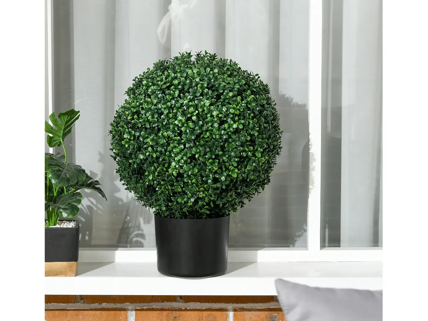 Planta Artificial-Plantas artificiales de boj en maceta, 2 piezas, resistentes a los rayos UV, color (40x40x52 cm) Verde
