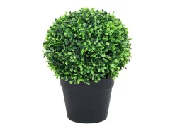 Plantas artificiales de boj (2 unidades, con macetas, bola , 37 cm) Verde Discount