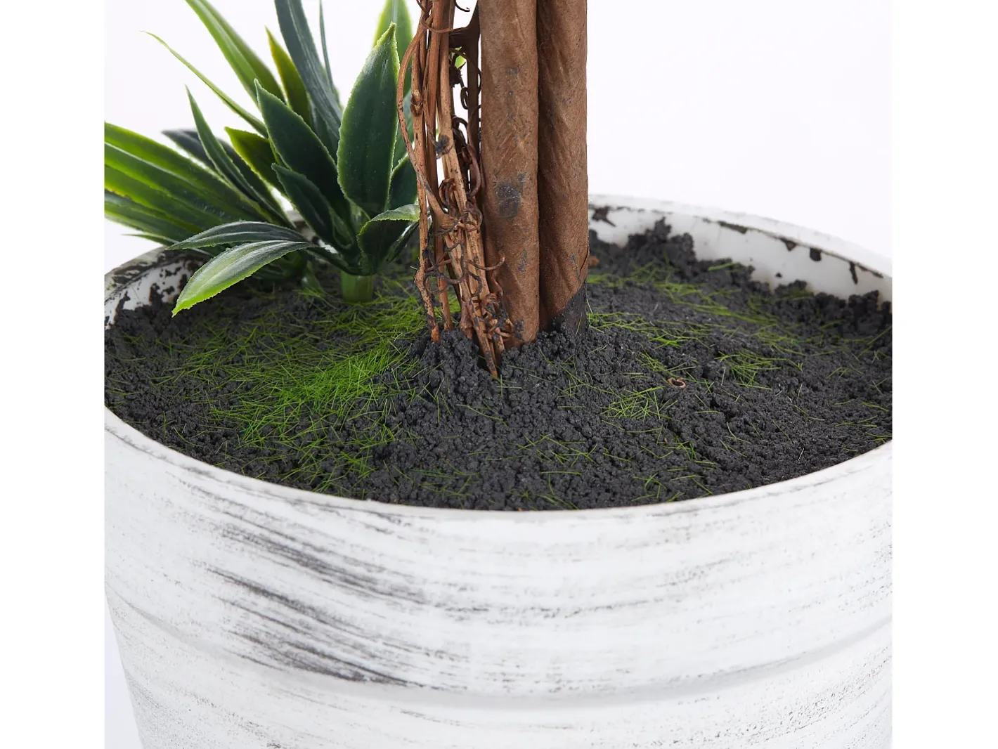 Planta Artificial-Plantas artificiales de lavanda, 2 piezas, con maceta y musgo artificial, 60 cm, (24 x 24 x 60 cm) Verde