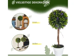 Planta Artificial-Plantas artificiales de lavanda, 2 piezas, con maceta y musgo artificial, 60 cm, (24 x 24 x 60 cm) Verde