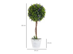 Planta Artificial-Plantas artificiales de lavanda, 2 piezas, con maceta y musgo artificial, 60 cm, (24 x 24 x 60 cm) Verde