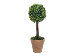 Planta Artificial-Plantas de Boj Artificiales 2 piezas con Macetas Bola 56 cm Verde