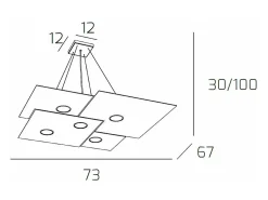 Lámpara Suspendida-Plate Sospensione 5 Luci Grigio Antracite Gris