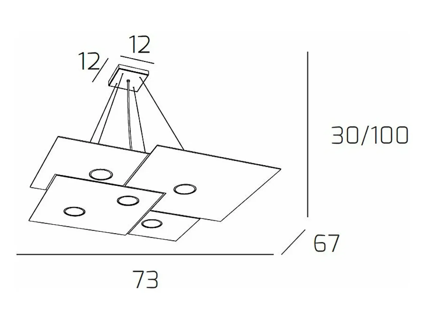 Lámpara Suspendida-Plate Sospensione 5 Luci Grigio Antracite Gris