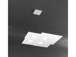 Lámpara Suspendida-Plate Sospensione 4 Luci Quadra Bianco Blanco