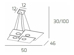 Online Plate Sospensione 4 Luci Quadra Sabbia Marru00f3n