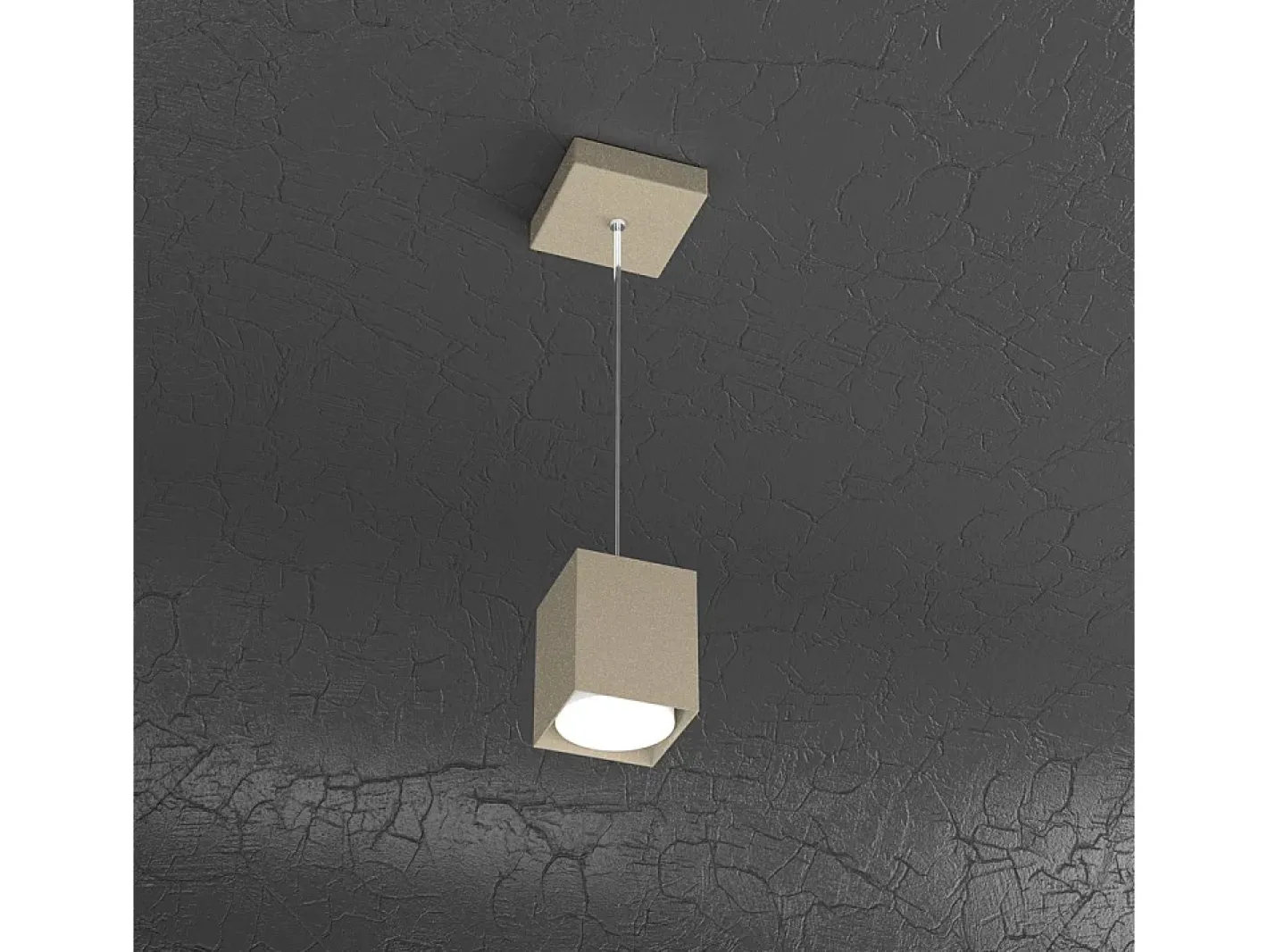 Lámpara Suspendida-Plate Sospensione Tubo H.10 1 Luce Sabbia Marru00f3n