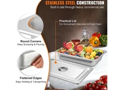 Clearance Plato, SucceBuy - Sartén Vaporera de Acero Inoxidable de 10,1 CM de Profundidad con Tapa, 13 L, Antiatasco, Paquete de 4