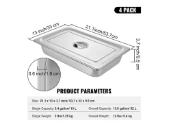 Clearance Plato, SucceBuy - Sartén Vaporera de Acero Inoxidable de 10,1 CM de Profundidad con Tapa, 13 L, Antiatasco, Paquete de 4
