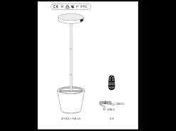 Poldina Reverso Solar L Sage - Lámpara de pie LED solar y recargable 11,7W - Lámpara de pie para exterior e interior H.156cm Verde New