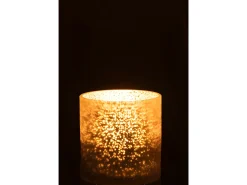 Best LANA DECO Portavelas cilindro agrietado cristal Alt. 15 cm Gris