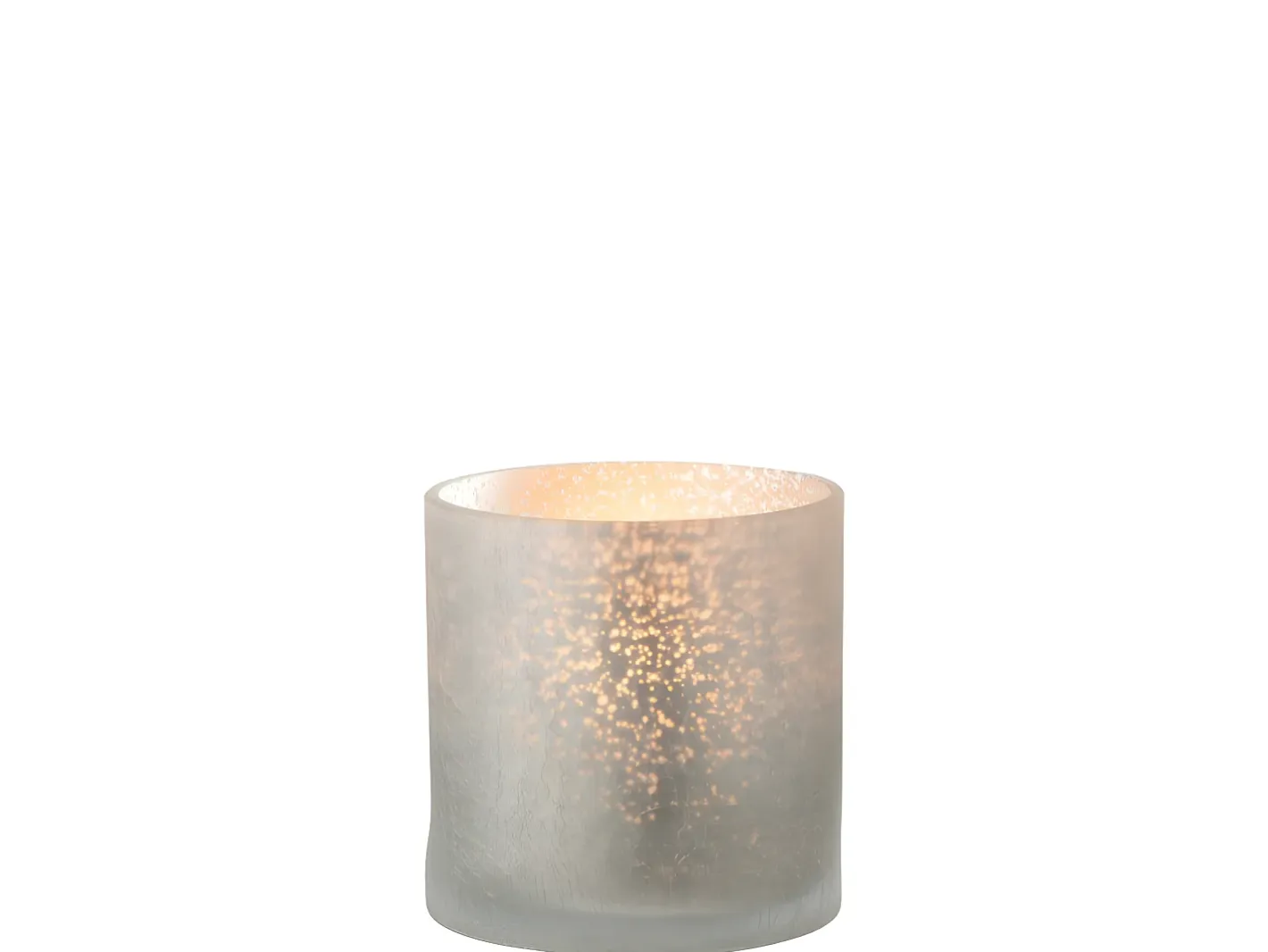 Best LANA DECO Portavelas cilindro agrietado cristal Alt. 15 cm Gris