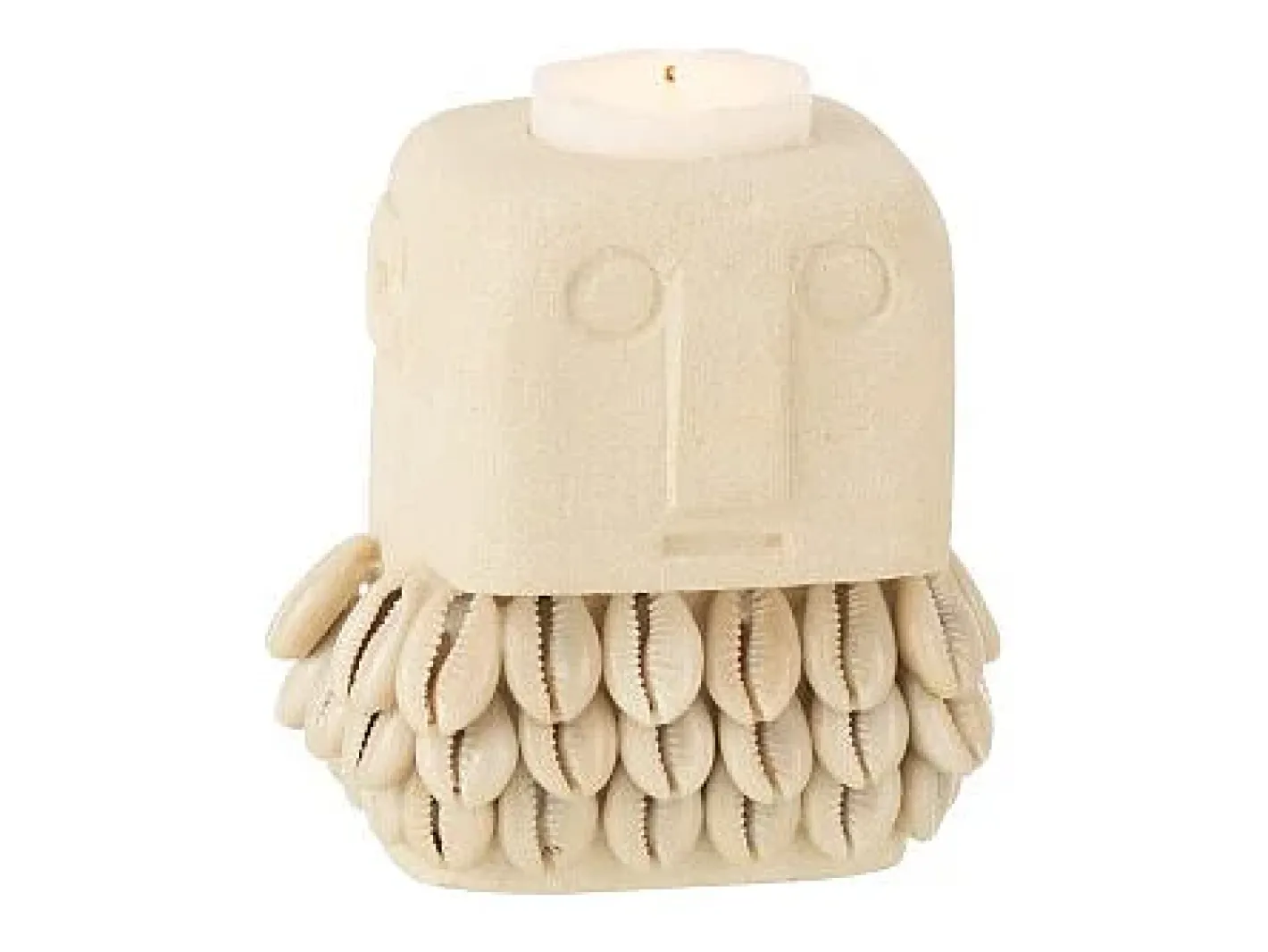 Discount J-Line Portavelas de cerámica beige 9x7x10 cm Color natural claro