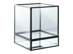 Outlet ebuy24 Portavelas de metal y cristal 12 x 15 cm Negro