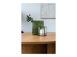 Outlet ebuy24 Portavelas de metal y cristal 12 x 15 cm Negro