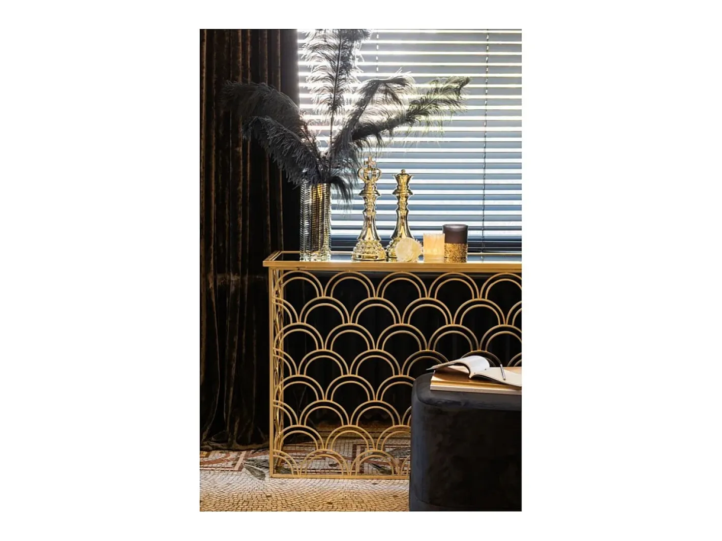 J-Line Portavelas de vidrio - Plumas 8x8x10 cm Crema Outlet